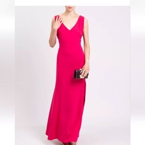 Made in Italy "Clips" Maxi flare crepe pink dress . SIZE IT 48 US 12